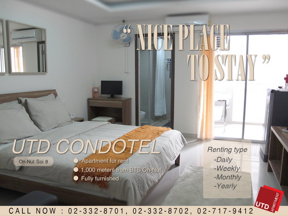 Apartment for Rent on Nut ใกล้ BTS on Nut เริ่มต้น ฿7500-Daily, Weekly, Monthly 